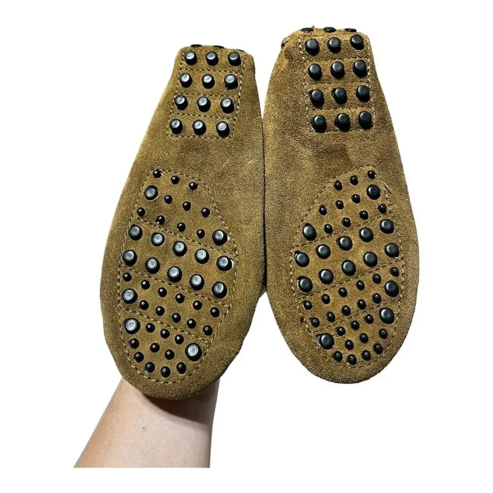 Minnetonka brown leather moccasins KIDS SIZE 2 boy girl unisex